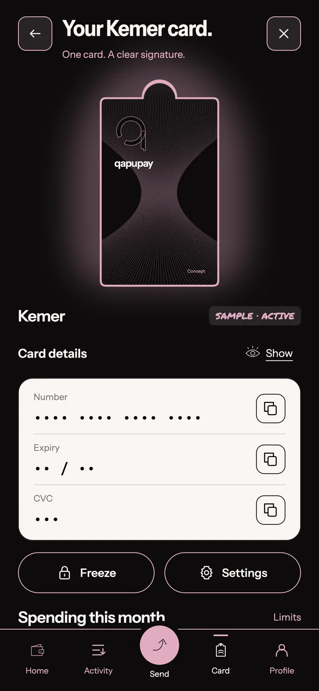 Card prototype screen