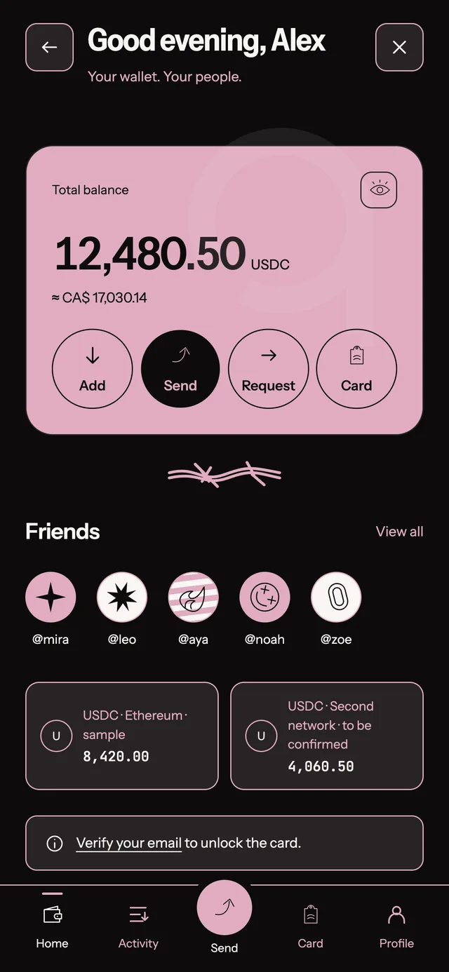 Home prototype screen